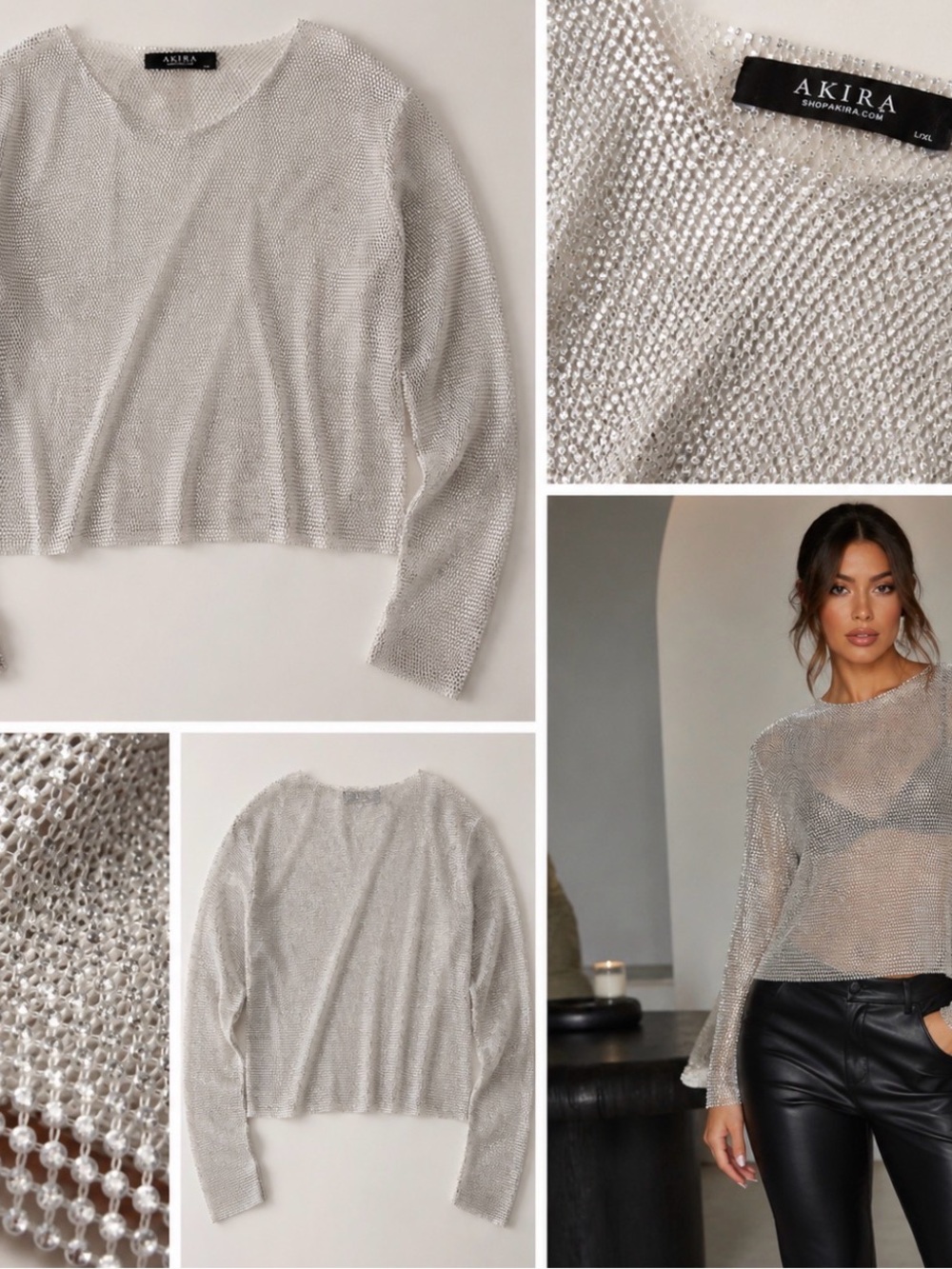 Akira Diamond stone glitter top